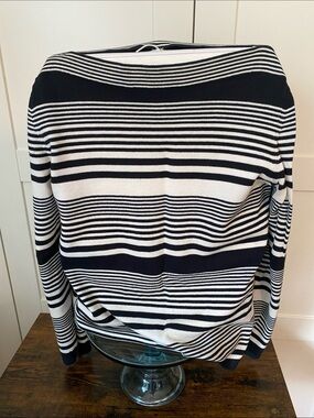 Striped Black and Creme Boatneck Women's Sweater Talbots